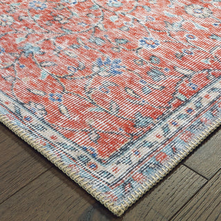Oriental Weavers Sofia 85813 Red Blue Area Rug Corner On Wood