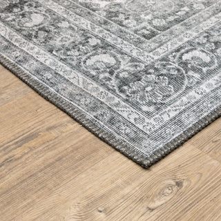 Oriental Weavers Sofia 85821 Charcoal/ Grey Area Rug Corner On Wood