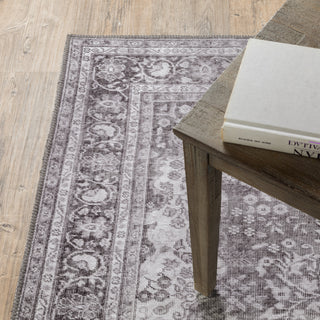 Oriental Weavers Sofia 85821 Charcoal/ Grey Area Rug Corner On Wood