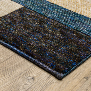 Oriental Weavers Strada STR01 Gold/ Blue Area Rug Corner On Wood