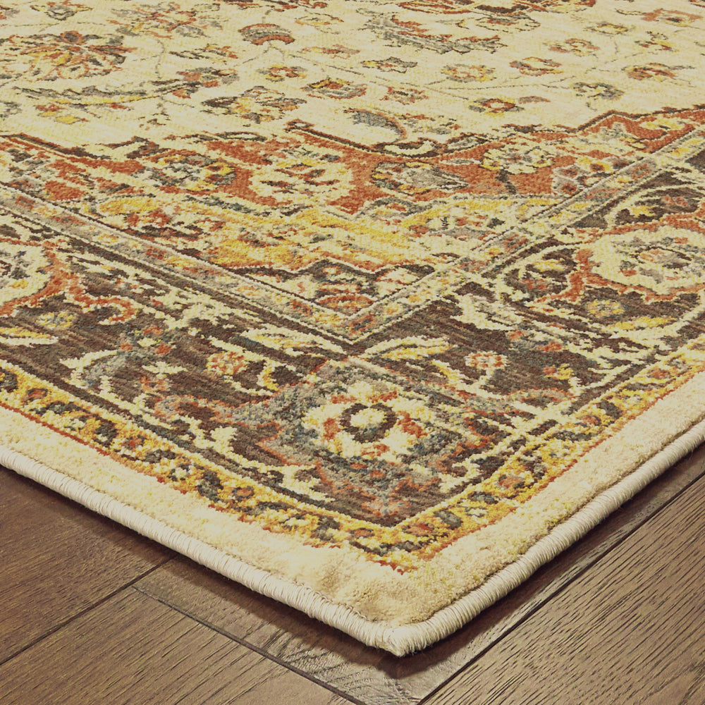 Oriental Weavers Toscana 9551A Ivory Orange Area Rug Corner Featured