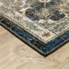 Oriental Weavers Venice 4333B Charcoal/ Blue Area Rug Corner On Wood