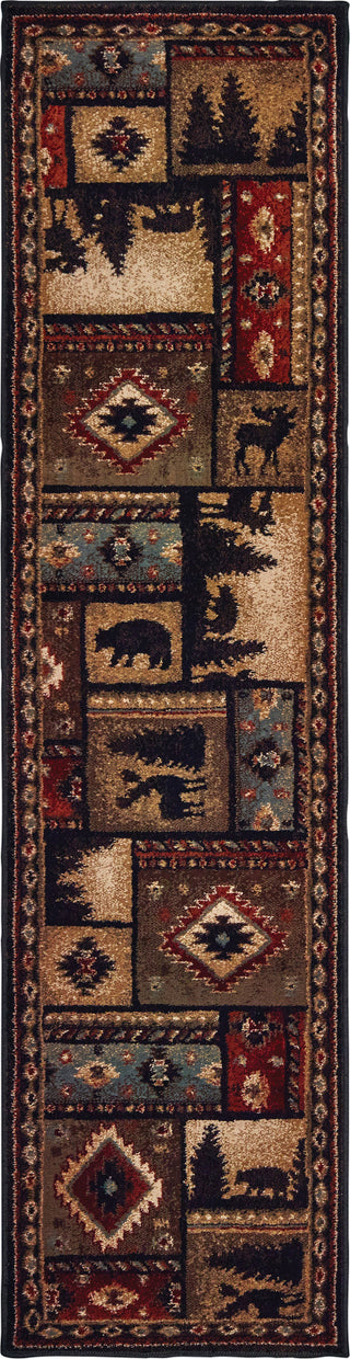 Oriental Weavers Woodlands 1041C Black Multi Area Rug Runner 1'10'' x 7'6'' 