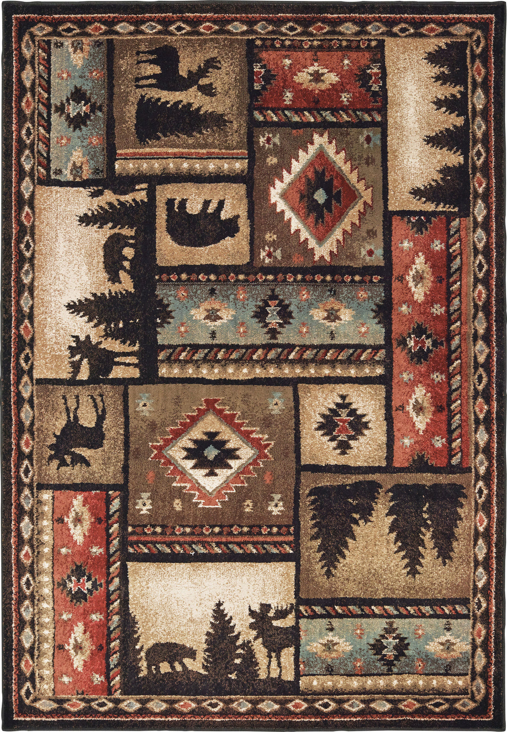 Oriental Weavers Woodlands 1041C Black Multi Area Rug main image featured