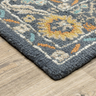 Oriental Weavers Zahra 75501 Blue Gold Area Rug Corner Image