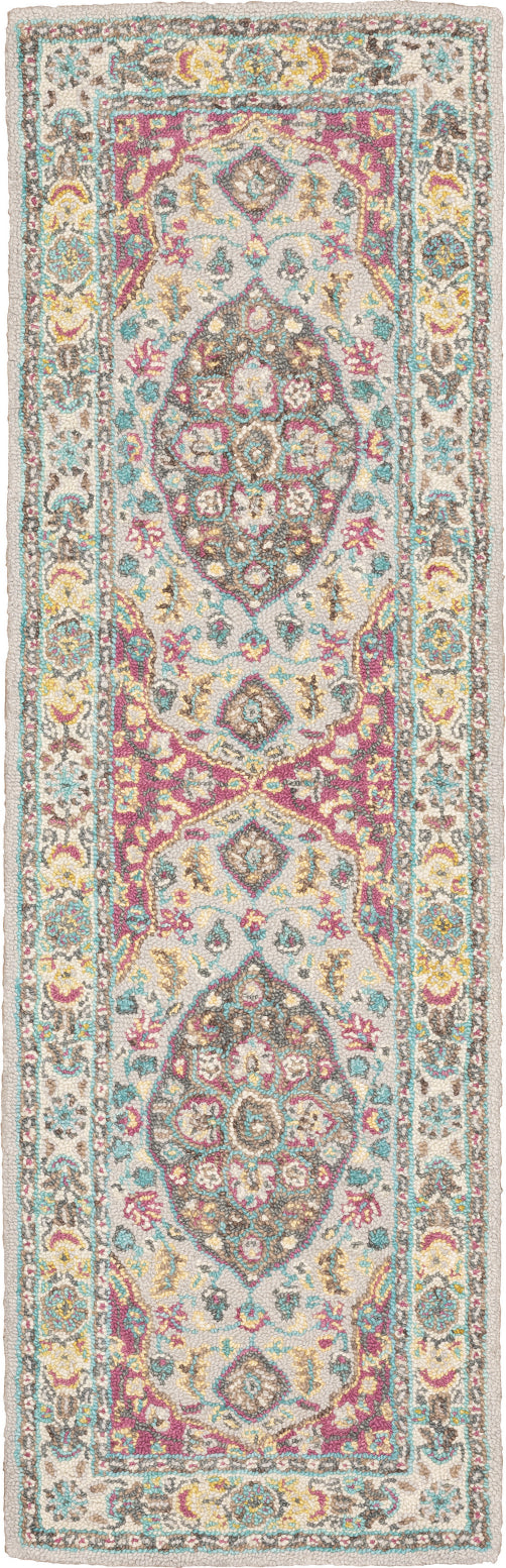 Oriental Weavers Zahra 75504 Grey Pink Area Rug 2'6'' X 8' Runner Image