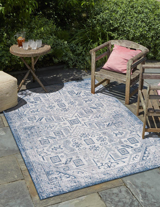 Unique Loom Outdoor Aztec T-KZOD16 Blue Area Rug Rectangle Lifestyle Image