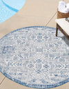 Unique Loom Outdoor Aztec T-KZOD16 Blue Area Rug Round Lifestyle Image