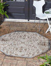 Unique Loom Outdoor Aztec T-KZOD16 Charcoal Gray Area Rug Octagon Lifestyle Image Feature