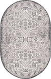 Unique Loom Outdoor Aztec T-KZOD16 Charcoal Gray Area Rug Oval Top-down Image