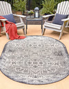 Unique Loom Outdoor Aztec T-KZOD16 Charcoal Gray Area Rug Oval Lifestyle Image