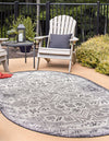 Unique Loom Outdoor Aztec T-KZOD16 Charcoal Gray Area Rug Oval Lifestyle Image
