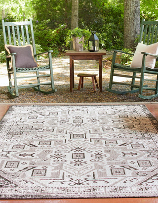 Unique Loom Outdoor Aztec T-KZOD16 Charcoal Gray Area Rug Rectangle Lifestyle Image