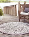 Unique Loom Outdoor Aztec T-KZOD16 Charcoal Gray Area Rug Round Lifestyle Image