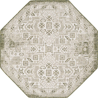 Unique Loom Outdoor Aztec T-KZOD16 Green Area Rug Octagon Top-down Image