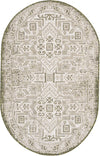 Unique Loom Outdoor Aztec T-KZOD16 Green Area Rug Oval Top-down Image