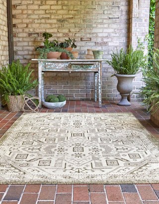 Unique Loom Outdoor Aztec T-KZOD16 Green Area Rug Rectangle Lifestyle Image