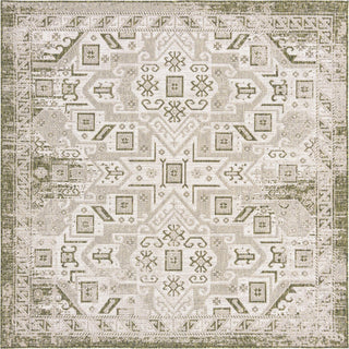 Unique Loom Outdoor Aztec T-KZOD16 Green Area Rug Square Top-down Image