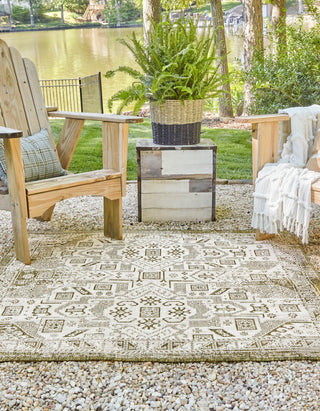 Unique Loom Outdoor Aztec T-KZOD16 Green Area Rug Square Lifestyle Image