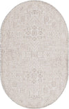 Unique Loom Outdoor Aztec T-KZOD16 Light Gray Area Rug Oval Top-down Image