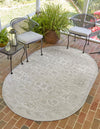 Unique Loom Outdoor Aztec T-KZOD16 Light Gray Area Rug Oval Lifestyle Image