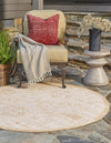 Unique Loom Outdoor Aztec T-KZOD16 Natural Area Rug Round Lifestyle Image