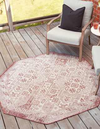 Unique Loom Outdoor Aztec T-KZOD16 Rust Red Area Rug Octagon Lifestyle Image