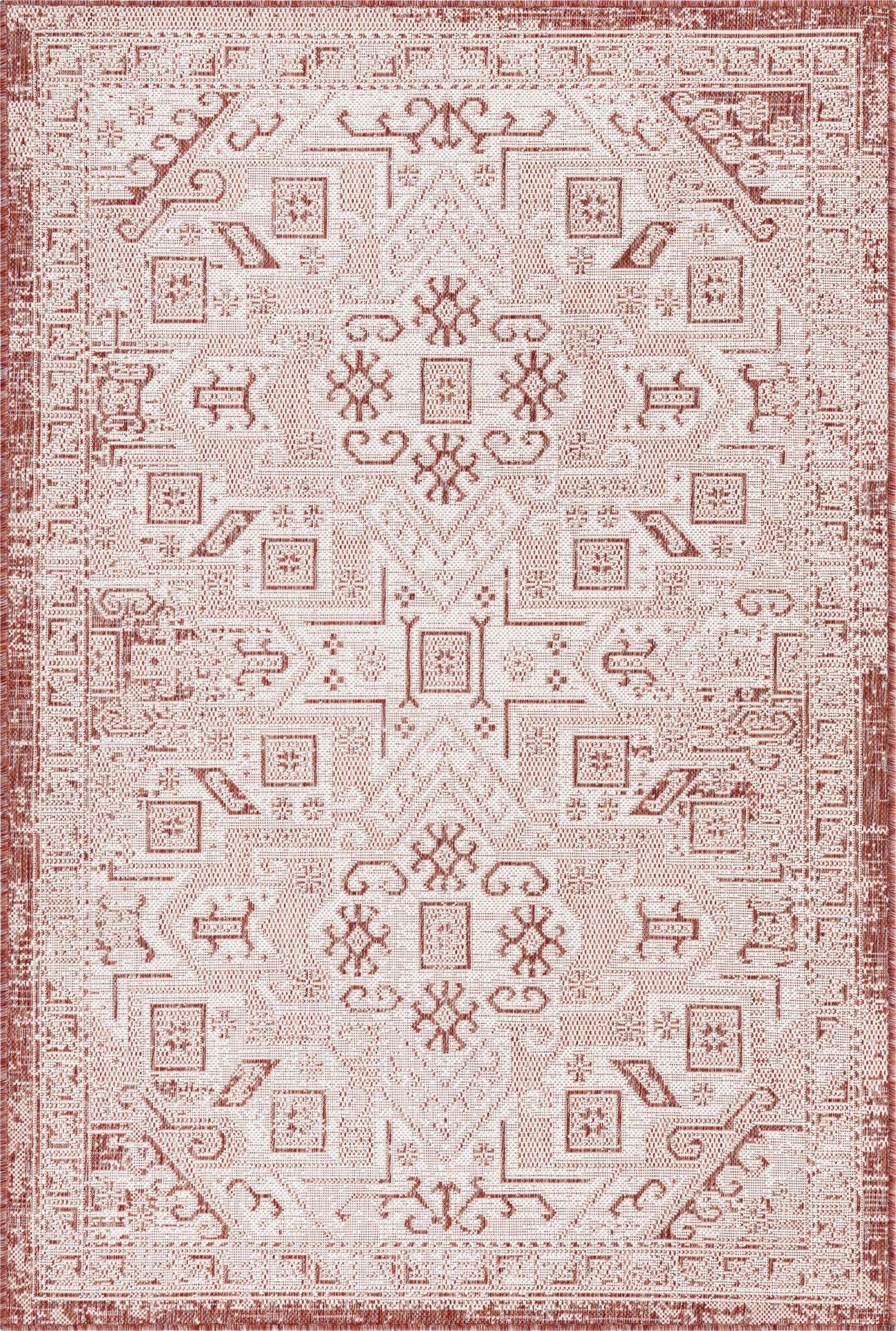 Unique Loom Outdoor Aztec T-KZOD16 Rust Red Area Rug main image