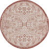 Unique Loom Outdoor Aztec T-KZOD16 Rust Red Area Rug Round Top-down Image