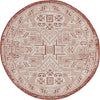 Unique Loom Outdoor Aztec T-KZOD16 Rust Red Area Rug Round Top-down Image