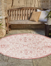 Unique Loom Outdoor Aztec T-KZOD16 Rust Red Area Rug Round Lifestyle Image