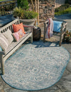 Unique Loom Outdoor Aztec T-KZOD16 Teal Area Rug Oval Lifestyle Image