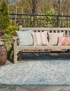 Unique Loom Outdoor Aztec T-KZOD16 Teal Area Rug Oval Lifestyle Image