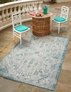 Unique Loom Outdoor Aztec T-KZOD16 Teal Area Rug Rectangle Lifestyle Image