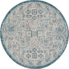 Unique Loom Outdoor Aztec T-KZOD16 Teal Area Rug Round Top-down Image