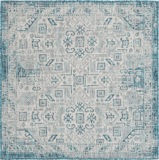 Unique Loom Outdoor Aztec T-KZOD16 Teal Area Rug Square Top-down Image