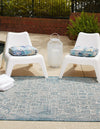 Unique Loom Outdoor Aztec T-KZOD16 Teal Area Rug Square Lifestyle Image