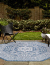 Unique Loom Outdoor Aztec T-KZOD17 Blue Area Rug Octagon Lifestyle Image Feature