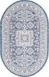 Unique Loom Outdoor Aztec T-KZOD17 Blue Area Rug Oval Top-down Image