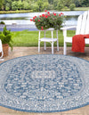 Unique Loom Outdoor Aztec T-KZOD17 Blue Area Rug Oval Lifestyle Image