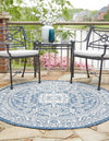 Unique Loom Outdoor Aztec T-KZOD17 Blue Area Rug Round Lifestyle Image