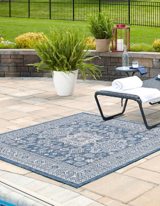 Unique Loom Outdoor Aztec T-KZOD17 Blue Area Rug Square Lifestyle Image