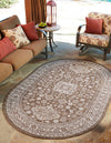 Unique Loom Outdoor Aztec T-KZOD17 Brown Area Rug Oval Lifestyle Image Feature