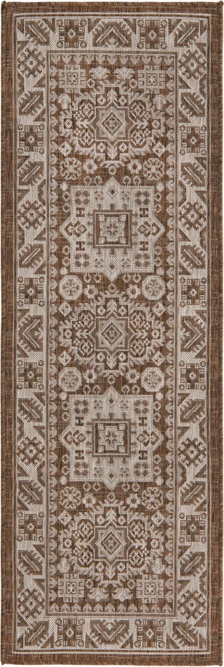 Unique Loom Outdoor Aztec T-KZOD17 Brown Area Rug Runner Top-down Image