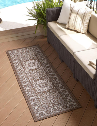 Unique Loom Outdoor Aztec T-KZOD17 Brown Area Rug Runner Lifestyle Image