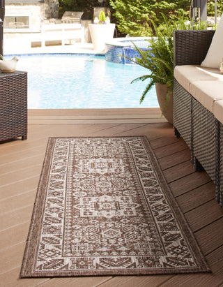 Unique Loom Outdoor Aztec T-KZOD17 Brown Area Rug Runner Lifestyle Image