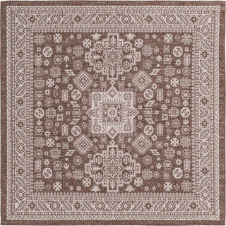 Unique Loom Outdoor Aztec T-KZOD17 Brown Area Rug Square Top-down Image