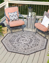 Unique Loom Outdoor Aztec T-KZOD17 Charcoal Gray Area Rug Octagon Lifestyle Image Feature