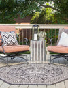 Unique Loom Outdoor Aztec T-KZOD17 Charcoal Gray Area Rug Octagon Lifestyle Image