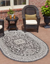 Unique Loom Outdoor Aztec T-KZOD17 Charcoal Gray Area Rug Oval Lifestyle Image